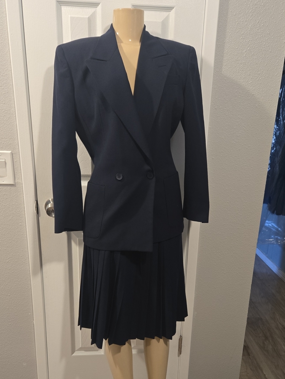 Vintage Pendleton wool Plaid Two-Piece Jacket & Skirt Set in Burgundy and Navy